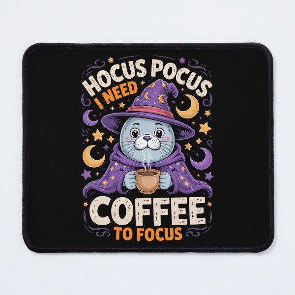 Item preview, I Need Coffee To Focus – Cute Witch Seal Halloween Art designed and sold by jkrphoto.
