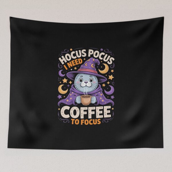 Item preview, I Need Coffee To Focus – Cute Witch Seal Halloween Art designed and sold by jkrphoto.