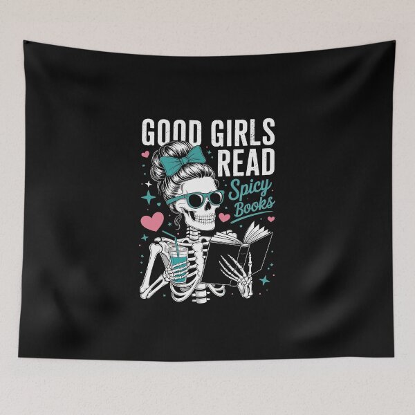 Item preview, Good Girls Read Spicy Books – Skeleton Reader Bookish Art designed and sold by jkrphoto.