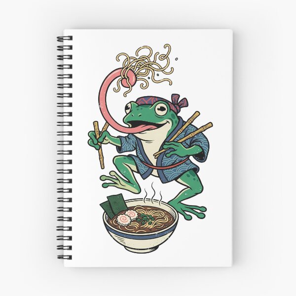Item preview, Japanese Frog Eating Ramen Noodles Graphic Art designed and sold by ArtLabCreations.