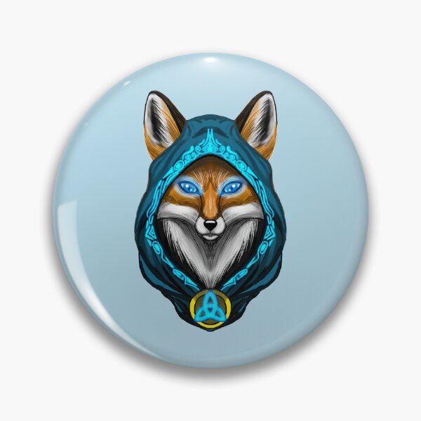 Item preview, Mystic Blue Mage Red Fox Portrait with Glowing Runes designed and sold by URSM.