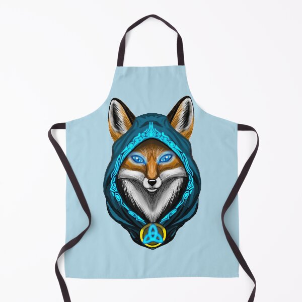 Item preview, Mystic Blue Mage Red Fox Portrait with Glowing Runes designed and sold by URSM.