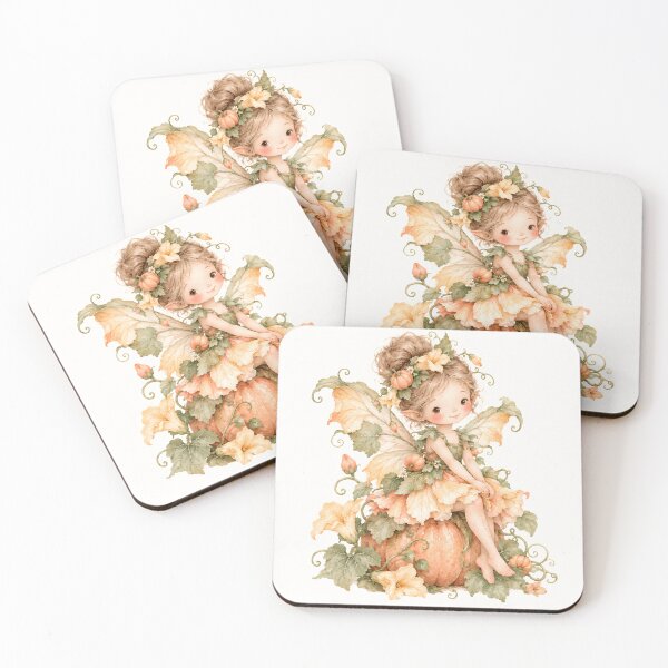 Item preview, Pumpkin Flower Fairy – Whimsical Fall Cottagecore Watercolor Art designed and sold by looplandger.