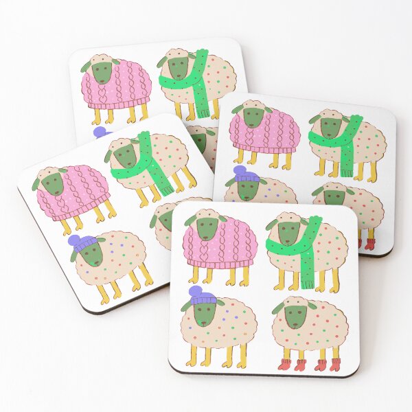 Item preview, Knitted Sheep Sticker Pack - Four Sheep in Wool designed and sold by BysonDesigns.