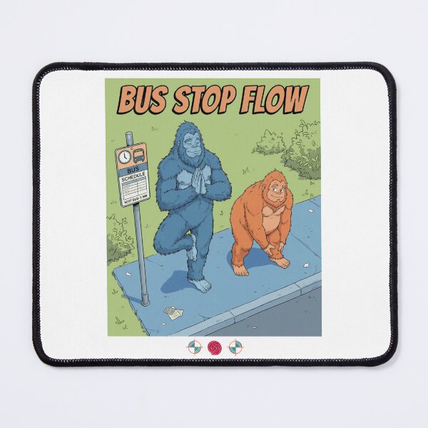 Item preview, Bus Stop Flow – Cute Yoga Bigfoot Sasquatch Cartoon Art designed and sold by Whimsy Trail Co.
