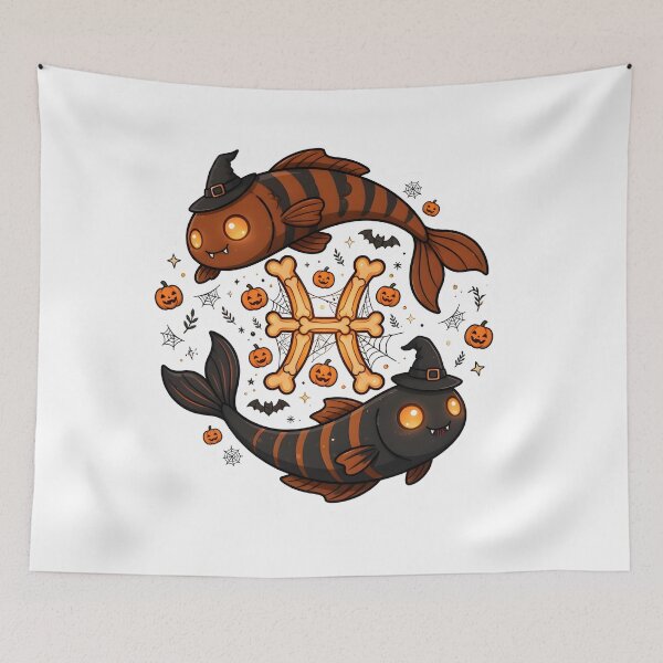 Item preview, Pisces Halloween Cute Fish Bones designed and sold by Zodiac Celestial Art.