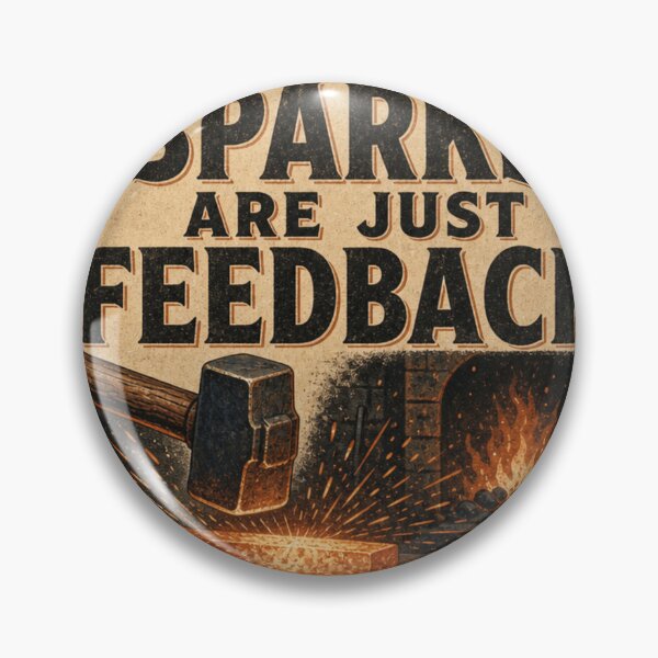 Item preview, Sparks Are Just Feedback – Knifemaker Forge Fire Tool Catalog Sign designed and sold by BoosterShop.