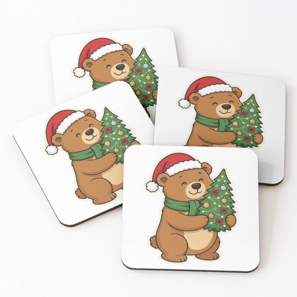 Item preview, Cute Bear Hugging Christmas Tree – Cozy Festive Holiday Animal Character designed and sold by Confuzz1ed.
