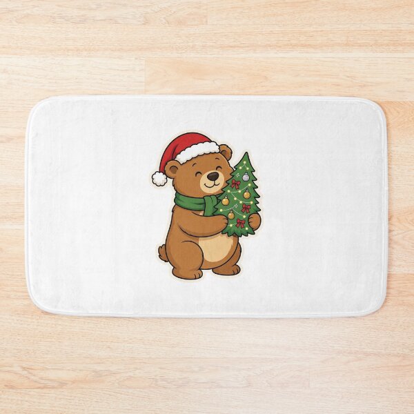 Item preview, Cute Bear Hugging Christmas Tree – Cozy Festive Holiday Animal Character designed and sold by Confuzz1ed.
