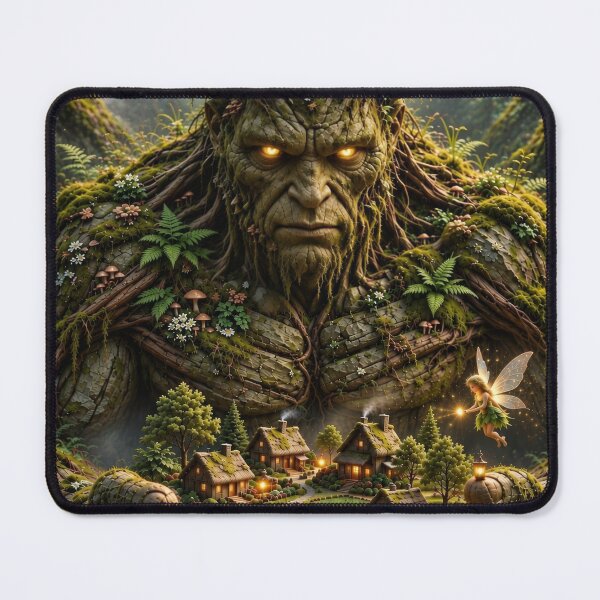Item preview, Enchanted Forest Guardian and Fairy Village – Mystical Nature Spirit Fantasy Artwork designed and sold by DrakariArt.