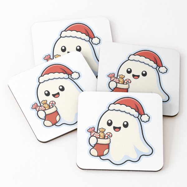 Item preview, Cute Ghost Wearing Santa Hat and Holding Christmas Stocking – Funny Holiday Character designed and sold by Confuzz1ed.