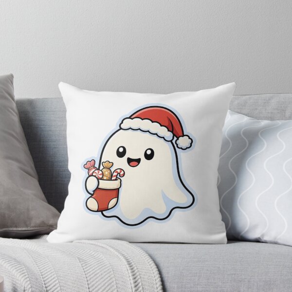 Item preview, Cute Ghost Wearing Santa Hat and Holding Christmas Stocking – Funny Holiday Character designed and sold by Confuzz1ed.