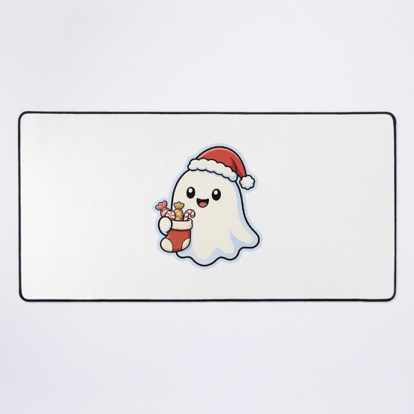 Item preview, Cute Ghost Wearing Santa Hat and Holding Christmas Stocking – Funny Holiday Character designed and sold by Confuzz1ed.
