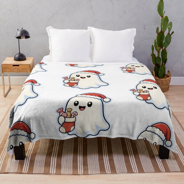 Item preview, Cute Ghost Wearing Santa Hat and Holding Christmas Stocking – Funny Holiday Character designed and sold by Confuzz1ed.