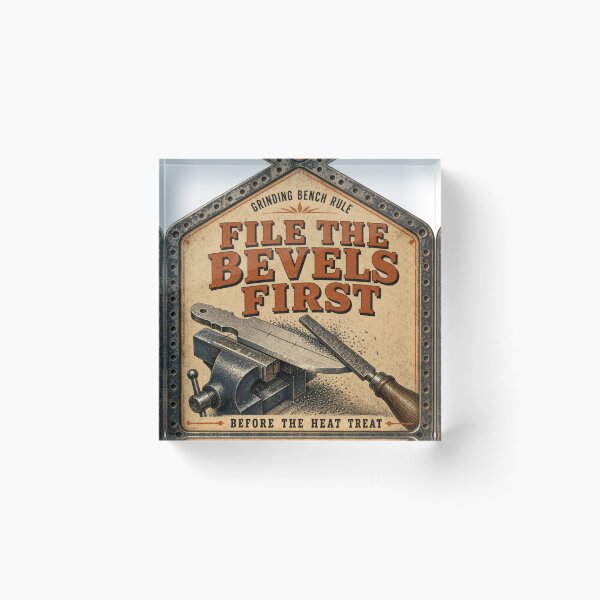 Item preview, File The Bevels First – Knifemaking Grinding Bench Tool Catalog Sign designed and sold by BoosterShop.