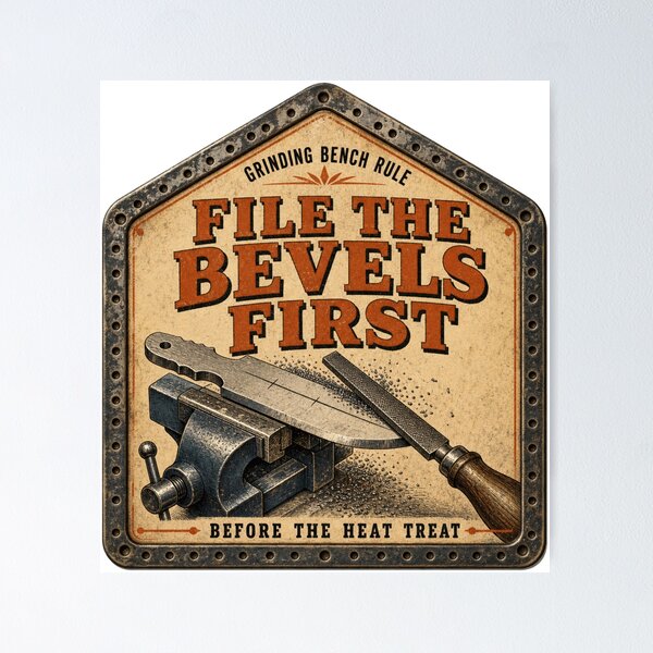 Item preview, File The Bevels First – Knifemaking Grinding Bench Tool Catalog Sign designed and sold by BoosterShop.