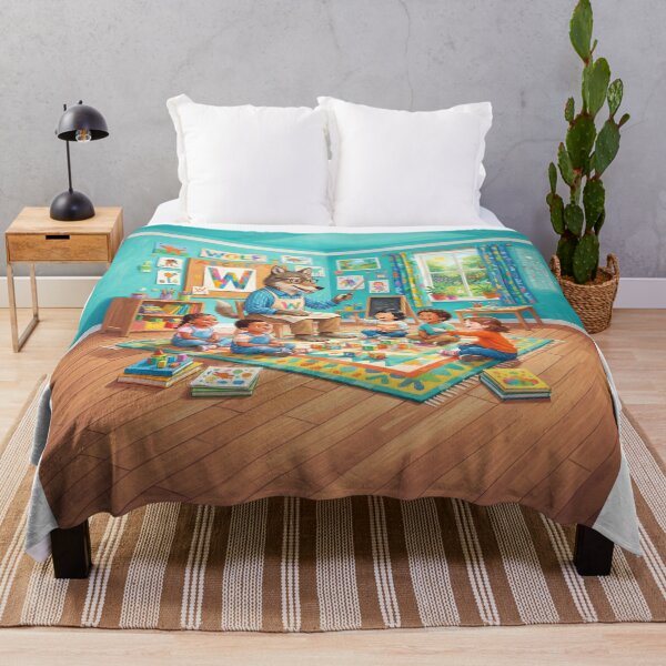 Artikelvorschau, Wolf Teaching The Alphabet Letter W entworfen und verkauft von Home Decor Art.