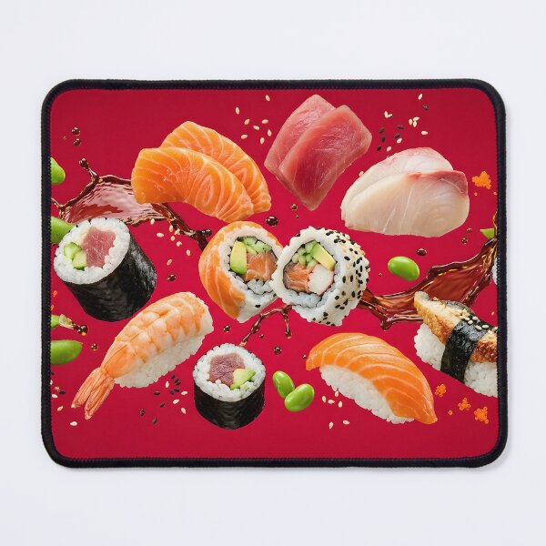 Item preview, Assorted sushi and sashimi with soy sauce splash designed and sold by homydesign.