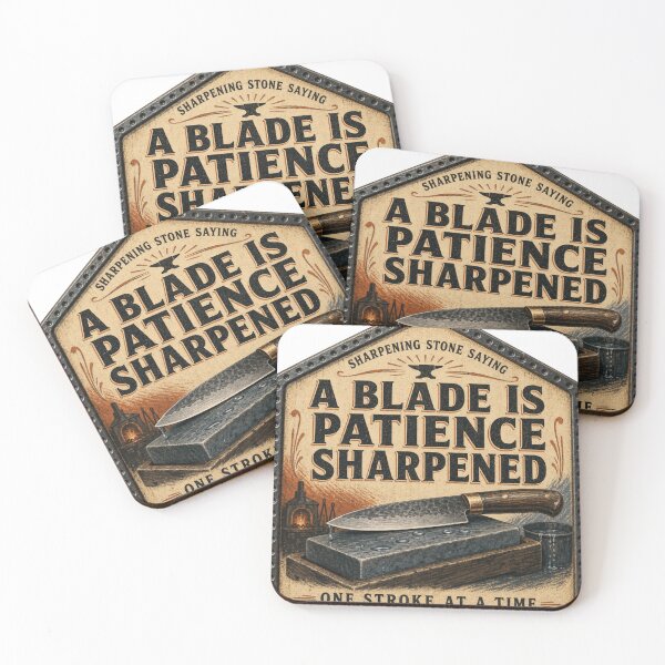Item preview, A Blade Is Patience Sharpened – Sharpening Stone Knife Tool Catalog Sign designed and sold by BoosterShop.