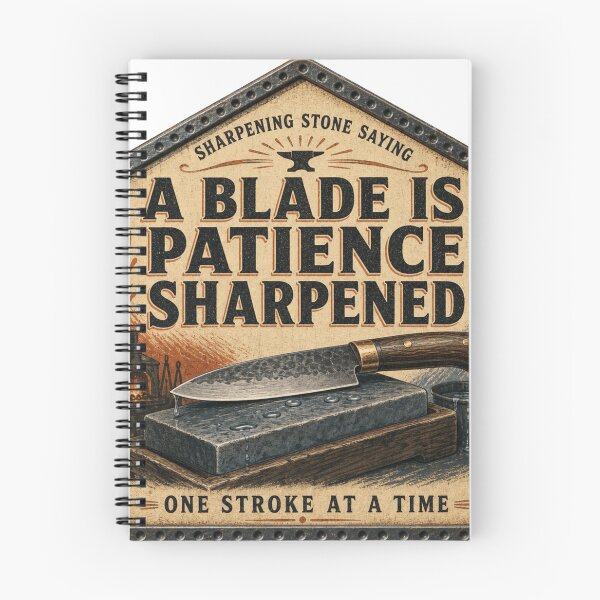 Item preview, A Blade Is Patience Sharpened – Sharpening Stone Knife Tool Catalog Sign designed and sold by BoosterShop.