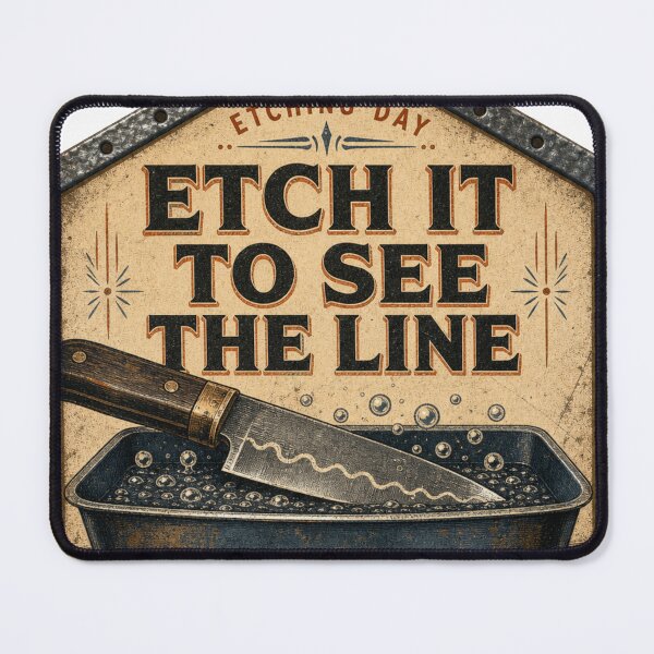 Item preview, Etch It To See The Line – Knifemaking Blade Etching Temper Line Sign designed and sold by BoosterShop.