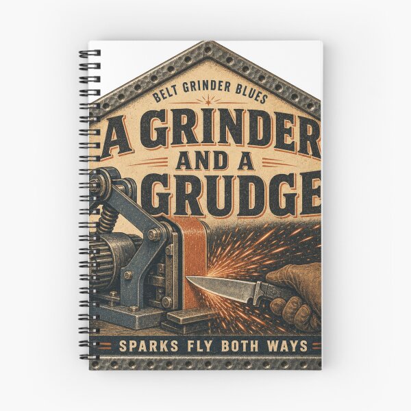 Item preview, A Grinder And A Grudge – Funny Belt Grinder Knifemaker Tool Catalog Sign designed and sold by BoosterShop.
