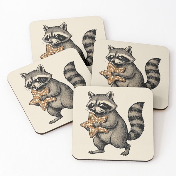 Item preview, Vintage Raccoon Cookie Thief with Gingerbread designed and sold by Rariks.