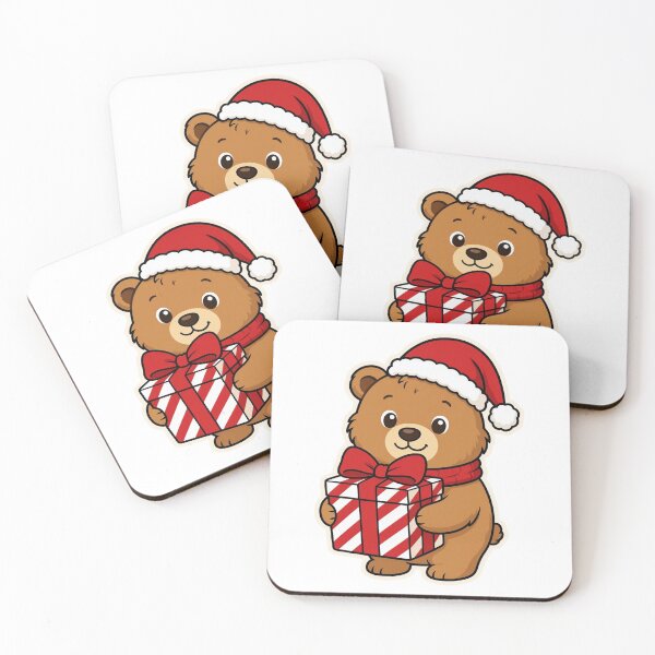 Item preview, Cute Bear Wearing Santa Hat and Carrying Christmas Gift – Festive Holiday Animal designed and sold by Confuzz1ed.