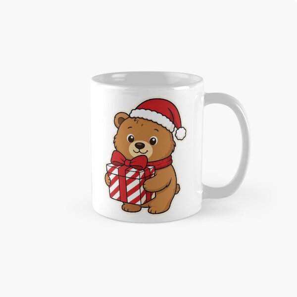 Item preview, Cute Bear Wearing Santa Hat and Carrying Christmas Gift – Festive Holiday Animal designed and sold by Confuzz1ed.
