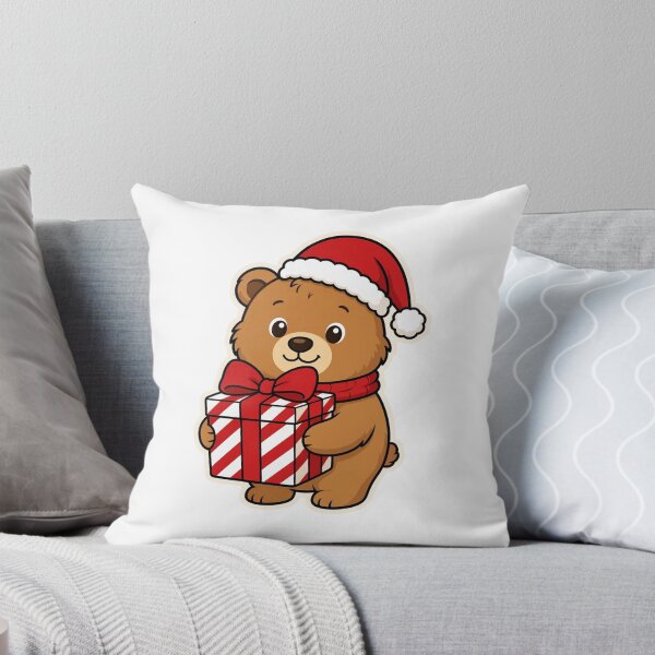 Item preview, Cute Bear Wearing Santa Hat and Carrying Christmas Gift – Festive Holiday Animal designed and sold by Confuzz1ed.