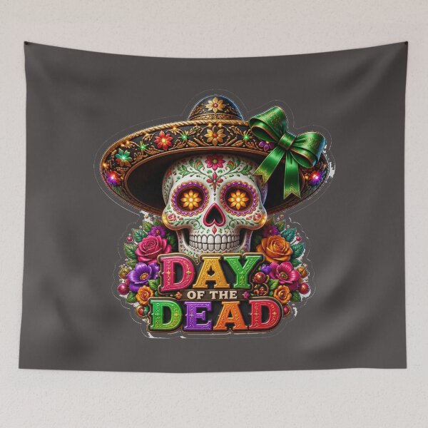 Item preview, Colorful Day of the Dead Sugar Skull Illustration designed and sold by MargaretPolanco.