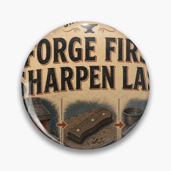 Item preview, Forge First Sharpen Last – Knifemaking Process Handle Tool Catalog Sign designed and sold by BoosterShop.