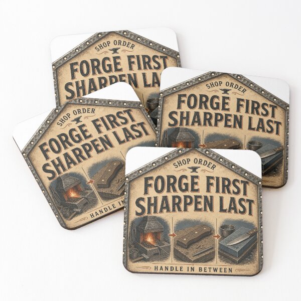 Item preview, Forge First Sharpen Last – Knifemaking Process Handle Tool Catalog Sign designed and sold by BoosterShop.
