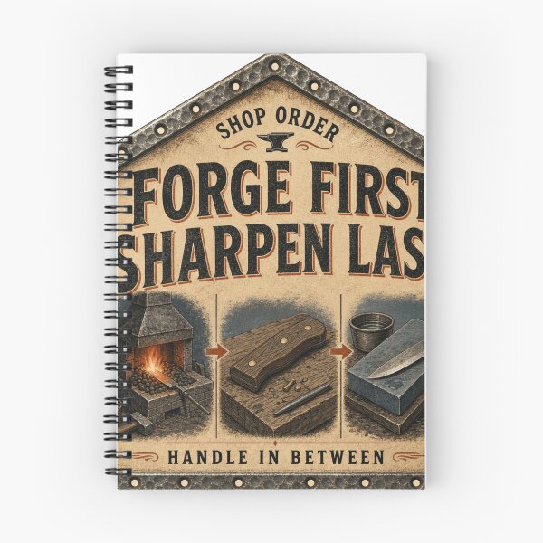 Item preview, Forge First Sharpen Last – Knifemaking Process Handle Tool Catalog Sign designed and sold by BoosterShop.