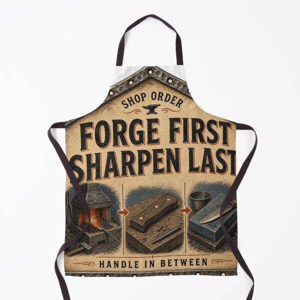 Aperçu de l'œuvre Forge First Sharpen Last – Motif Fabrication de Couteau Manche Catalogue créée et vendue par BoosterShop.
