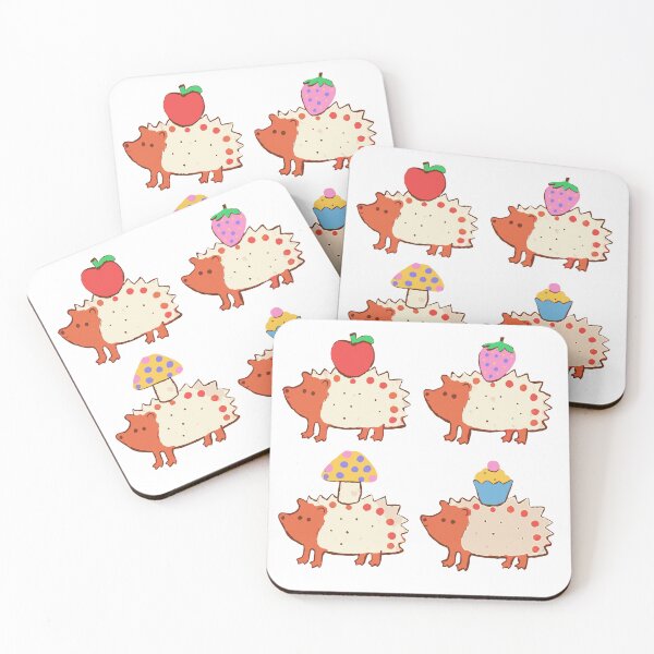 Artikelvorschau, Igel-Snack-Sticker-Set – Vier Igel tragen Futter entworfen und verkauft von BysonDesigns.