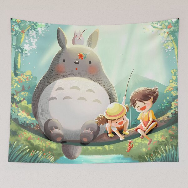 Item preview,  Cute art girl [[thetotoro's]] go -%[ghiblis]%- fishing aways river designed and sold by Wholanshop.