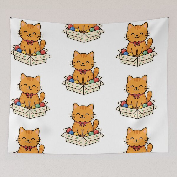 Item preview, Cute Orange Cat Sitting Beside Christmas Tree – Adorable Festive Holiday Animal designed and sold by Confuzz1ed.