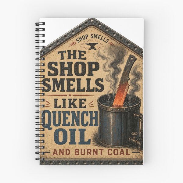 Item preview, The Shop Smells Like Quench Oil – Knifemaker Funny Forge Tool Catalog Sign designed and sold by BoosterShop.