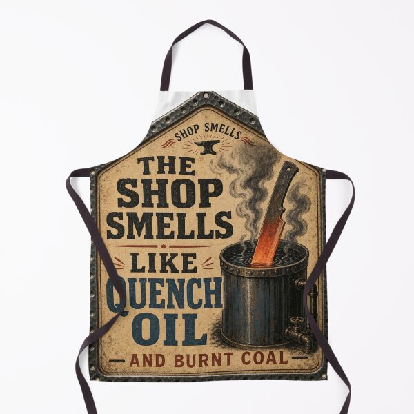 Item preview, The Shop Smells Like Quench Oil – Knifemaker Funny Forge Tool Catalog Sign designed and sold by BoosterShop.