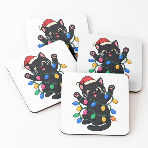 Item preview, Funny Black Cat Tangled in Christmas Lights – Cute Festive Holiday Animal designed and sold by Confuzz1ed.