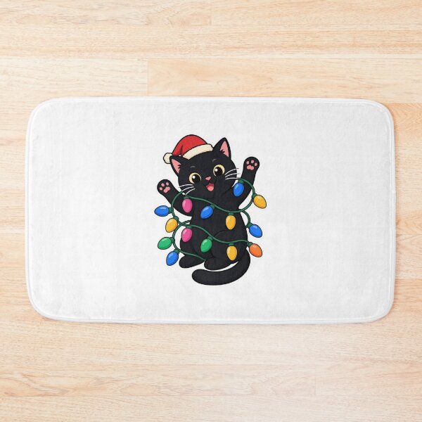 Item preview, Funny Black Cat Tangled in Christmas Lights – Cute Festive Holiday Animal designed and sold by Confuzz1ed.