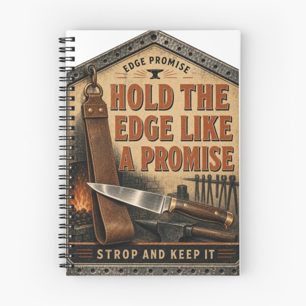 Item preview, Hold The Edge Like A Promise – Knife Edge Care Polish Tool Catalog Sign designed and sold by BoosterShop.