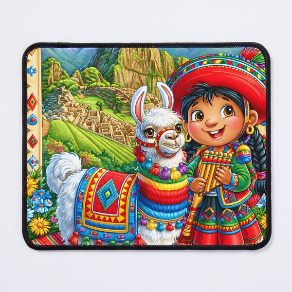 Item preview, Vibrant Peruvian Scene Featuring Child and Llama designed and sold by Artessie.