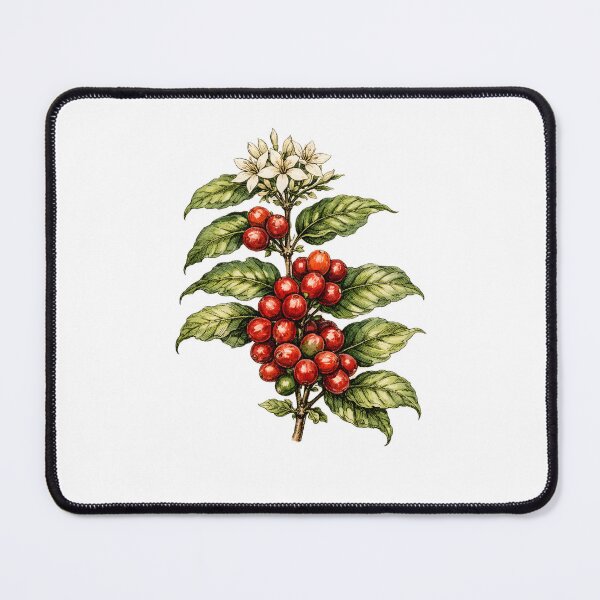 Item preview, Botanical illustration of a coffee plant with cherries and beans designed and sold by homydesign.
