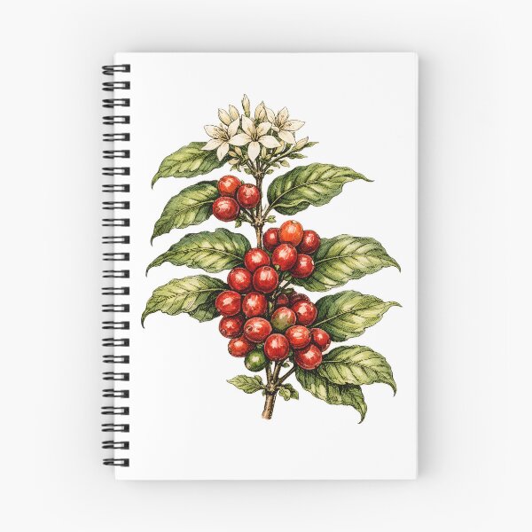 Item preview, Botanical illustration of a coffee plant with cherries and beans designed and sold by homydesign.
