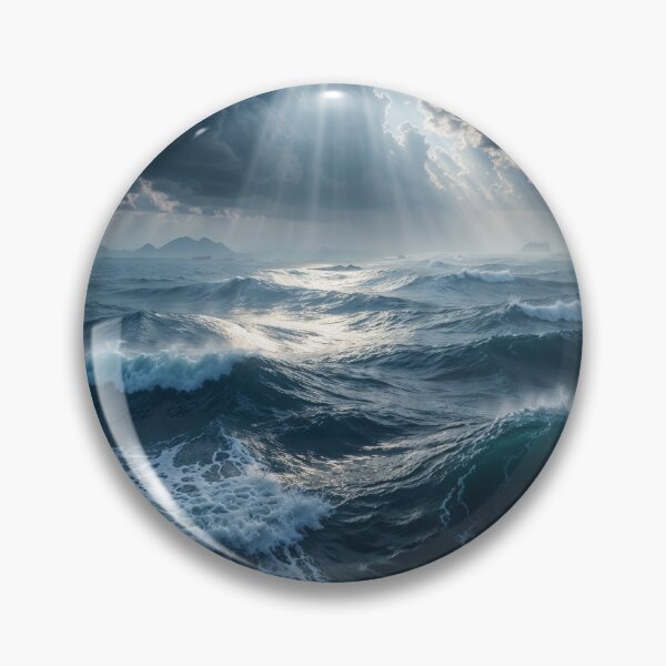 Item preview, Dramatic Ocean Storm with Massive Waves and Sun Rays Breaking Through Dark Clouds designed and sold by Mike Kiev art.