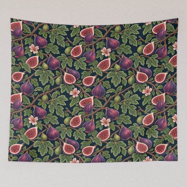 Artikelvorschau, Dark Fig Garden – Mediterranes botanisches Fruchtmuster entworfen und verkauft von Bodique.
