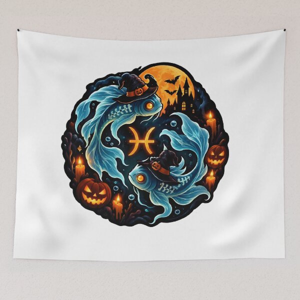 Item preview, Pisces Halloween Ghost Fish Witch designed and sold by Zodiac Celestial Art.