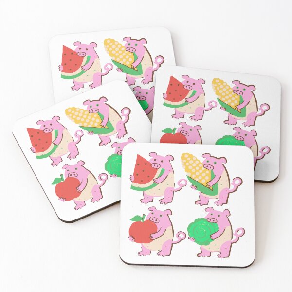 Item preview, Pig Food Sticker Pack - Four Pigs With Snacks designed and sold by BysonDesigns.